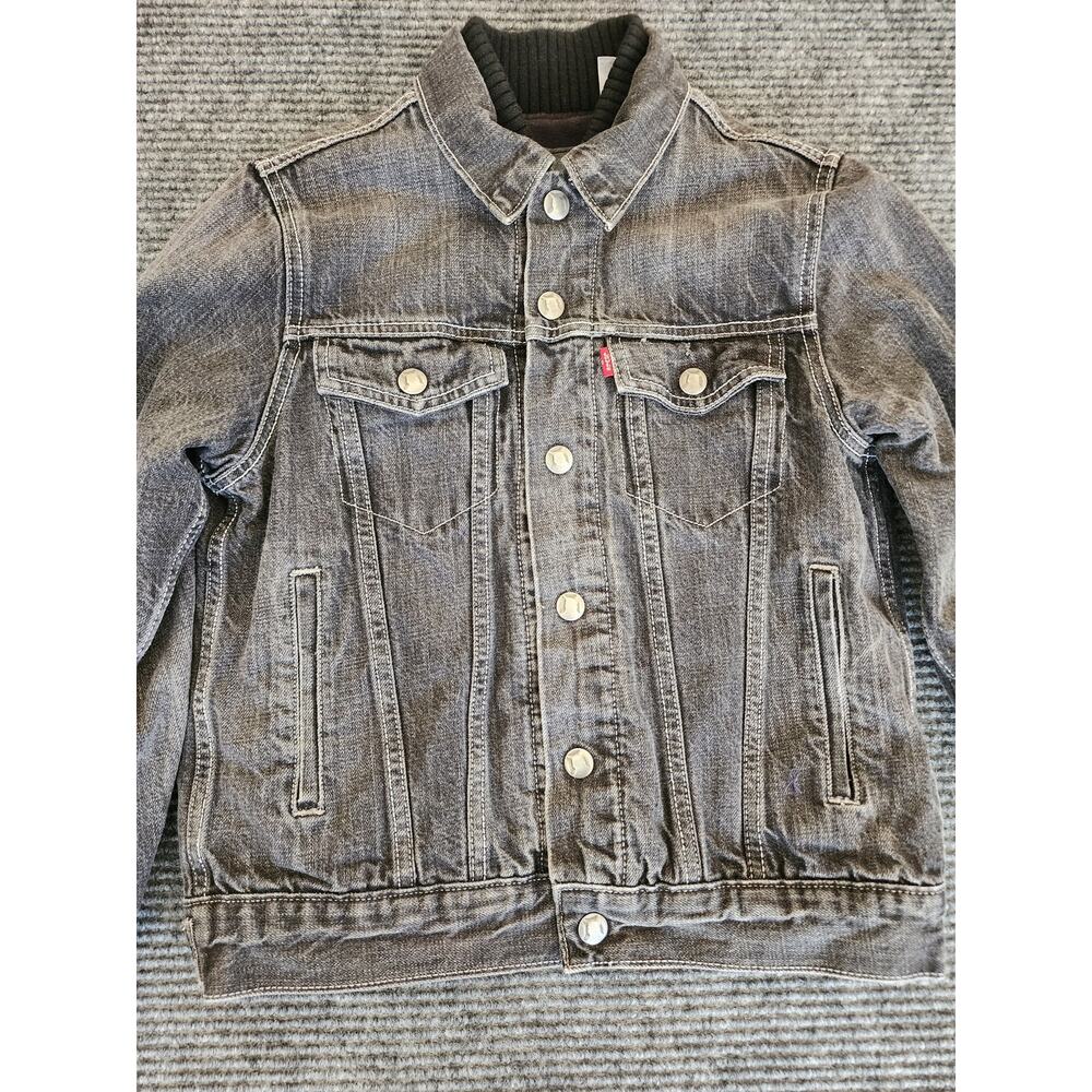 Vintage Levis Youth Medium Trucker Jacket Knit Collar & Cuffs 100% Cotton - Picture 3 of 11